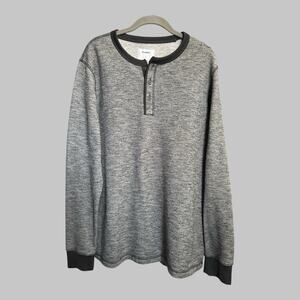 Old Navy Mens Large Thermal Henley Cozy Knit T Shirt Gray Long Sleeve Relaxed L